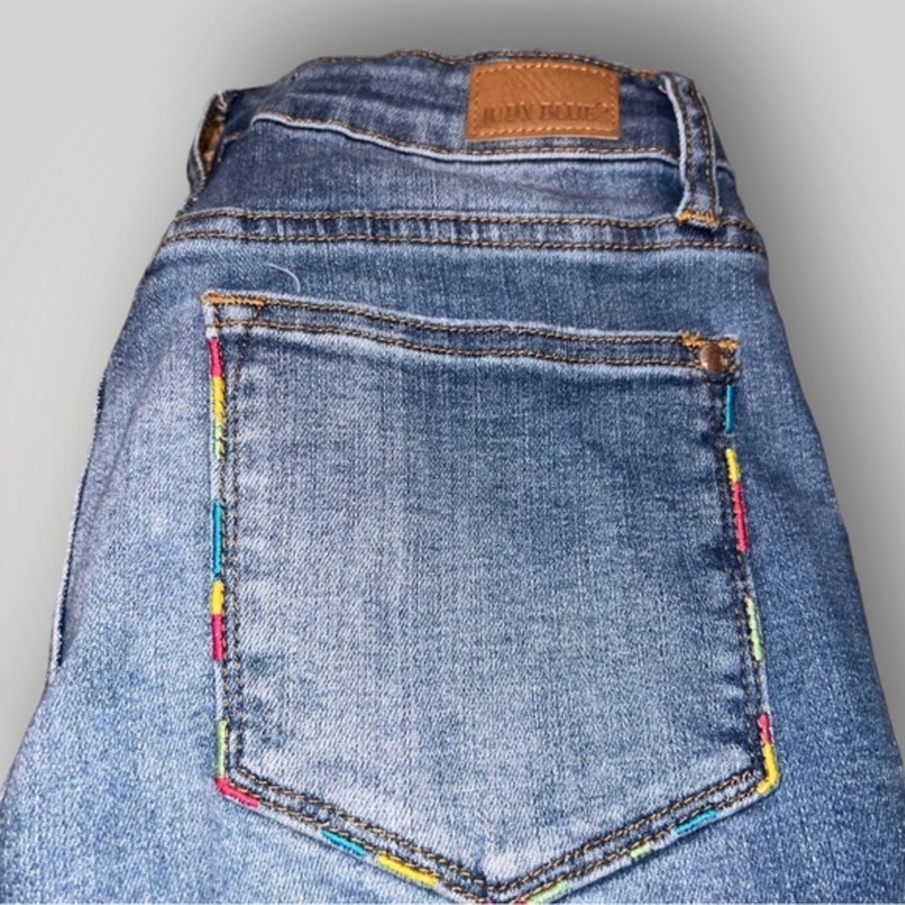 Judy Blue Skinny Embroidered Colorful Medium Wash Denim Jeans Women’s Size 7/28 - Picture 8 of 9